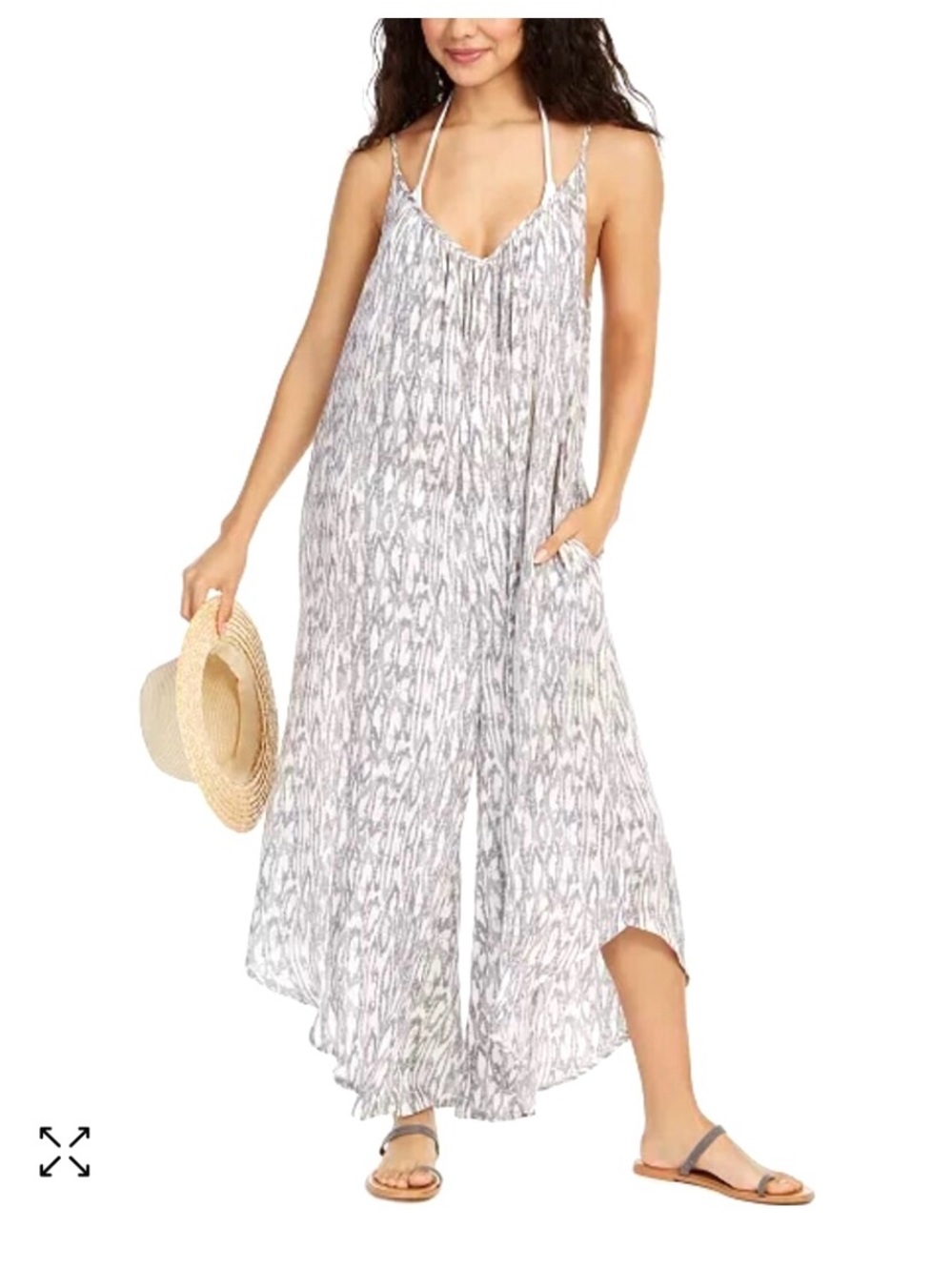 J Valdi Abstract Print Wide Leg Spaghetti Strap Jumpsuit Size S
